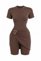 Burkini short et cache-maillot en marron