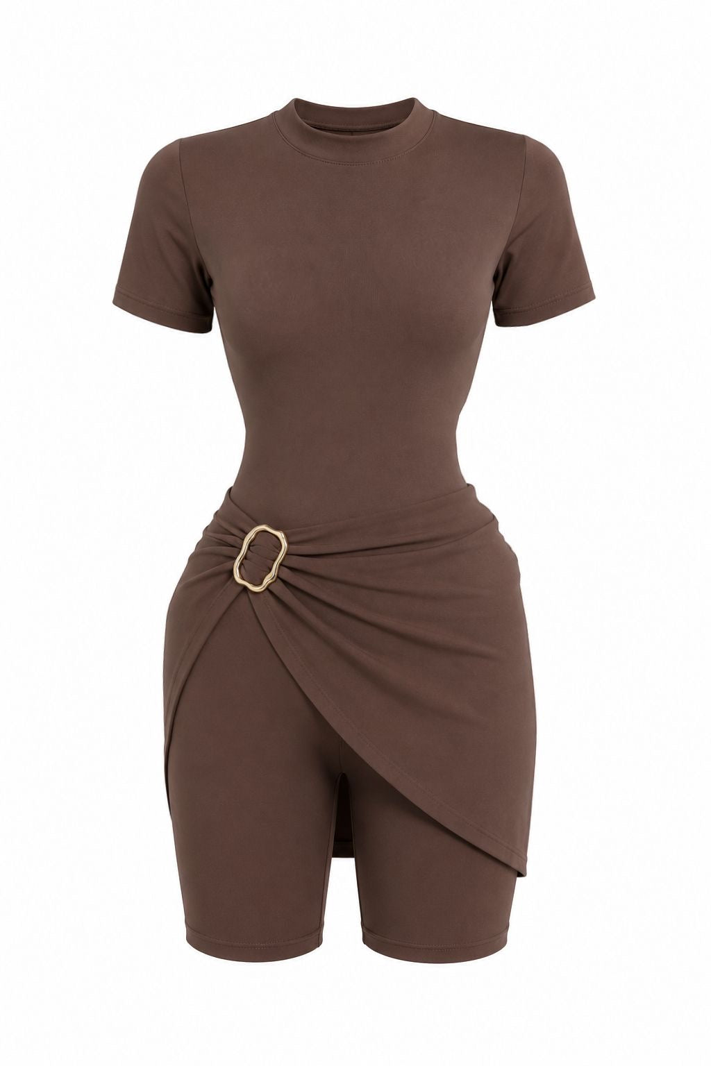 Burkini short et cache-maillot en marron