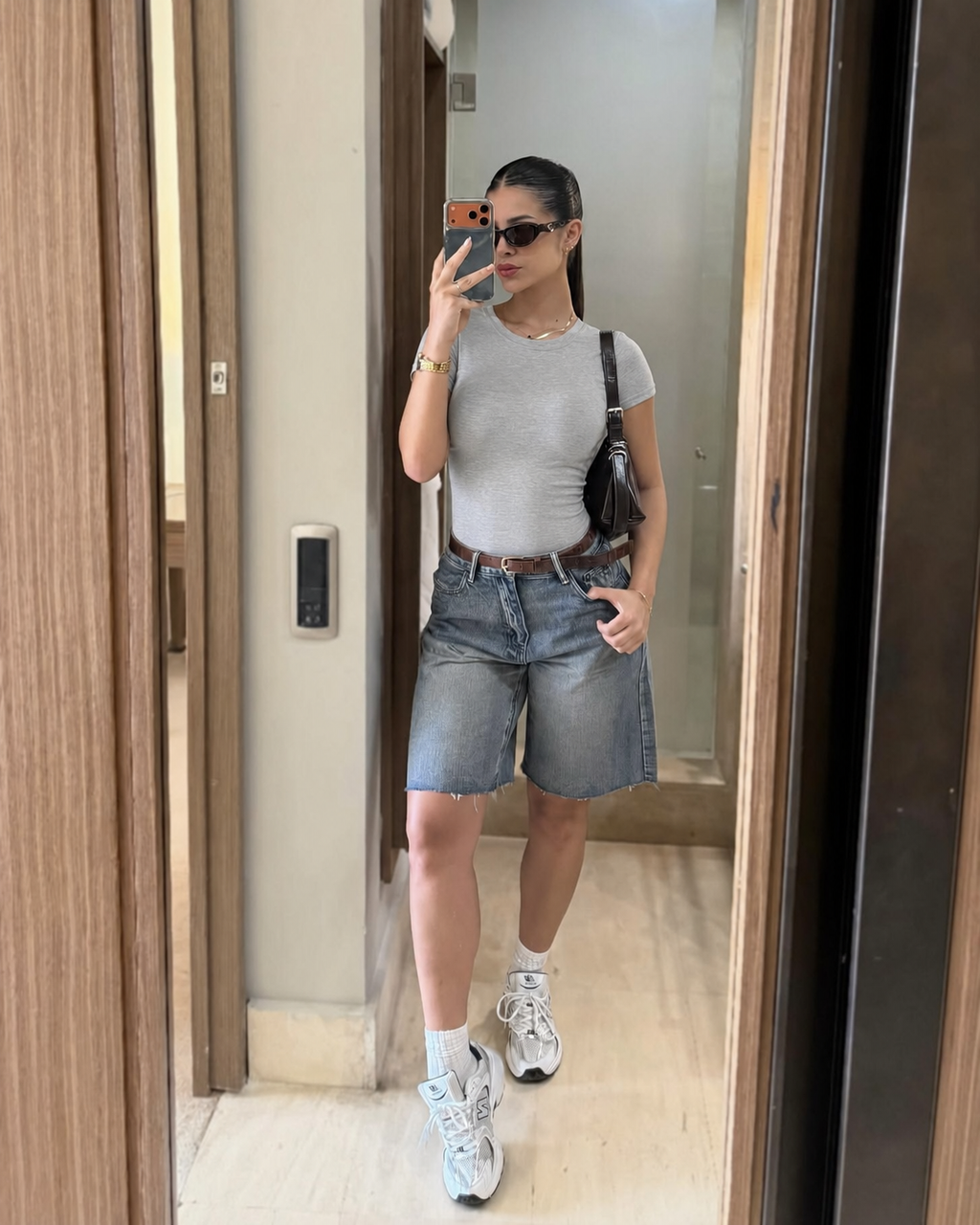 T-shirt Hourglass - Gris cotton jersey