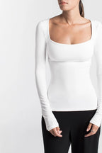 Haut Outline - Top Décolleté Carré - Blanc / White