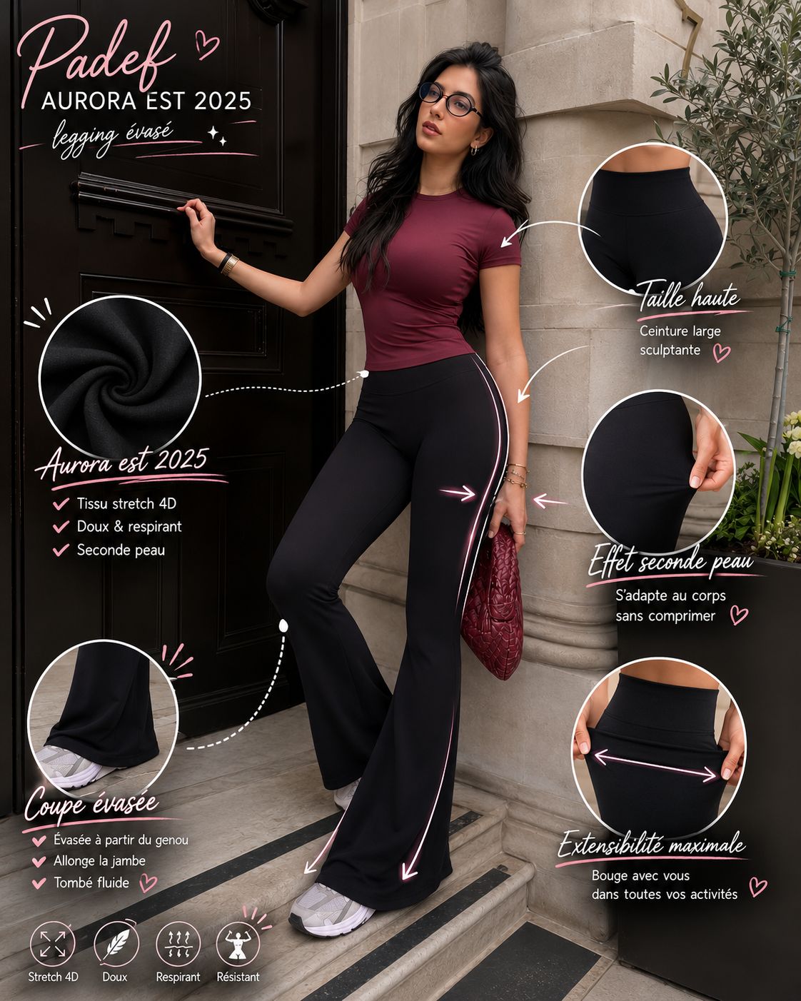 Aurora Flared Leggings in black