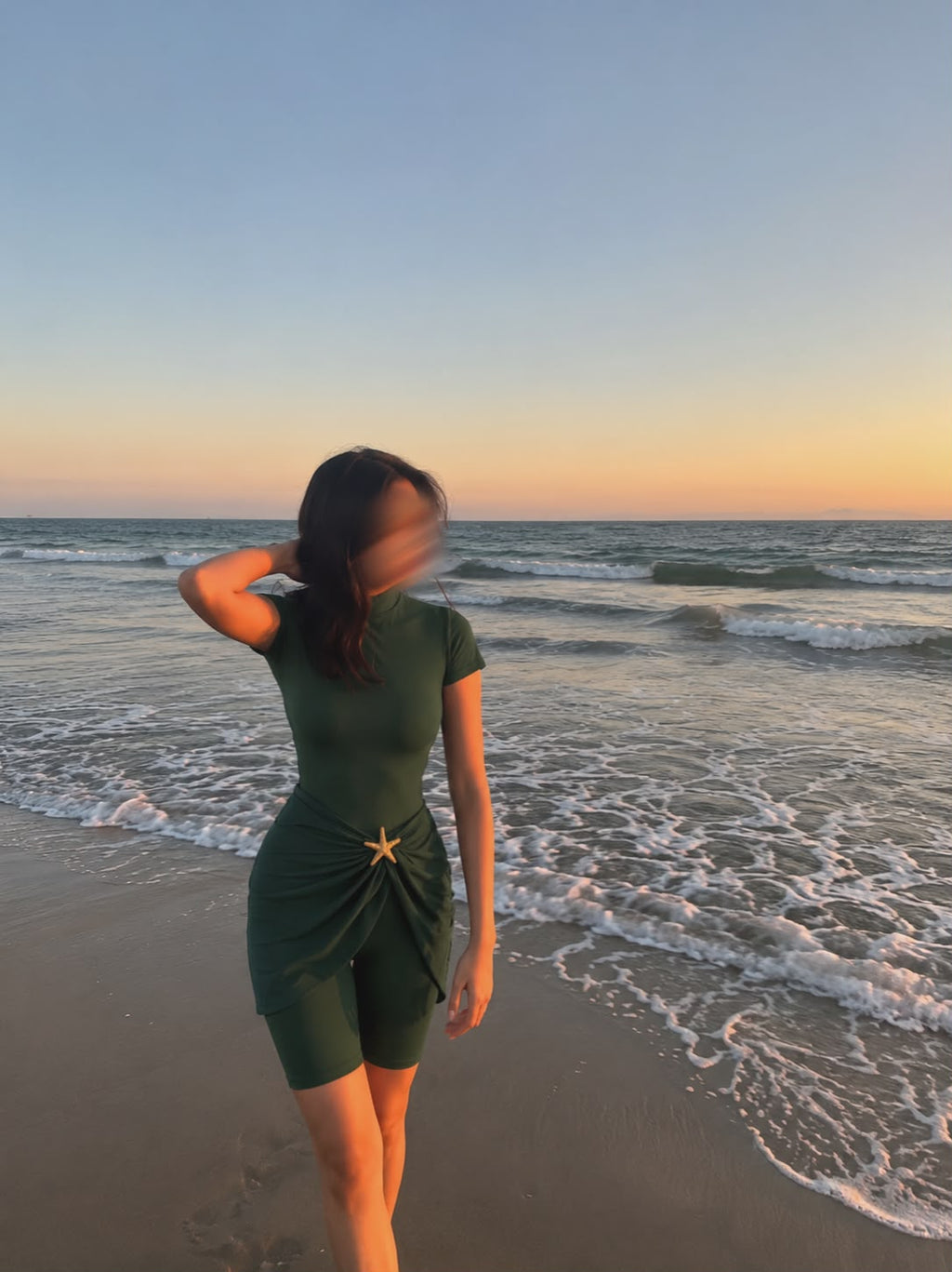 Burkini short et cache-maillot en vert (OUR NEW BEST SELLER)
