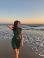 Burkini short et cache-maillot en vert (OUR NEW BEST SELLER)
