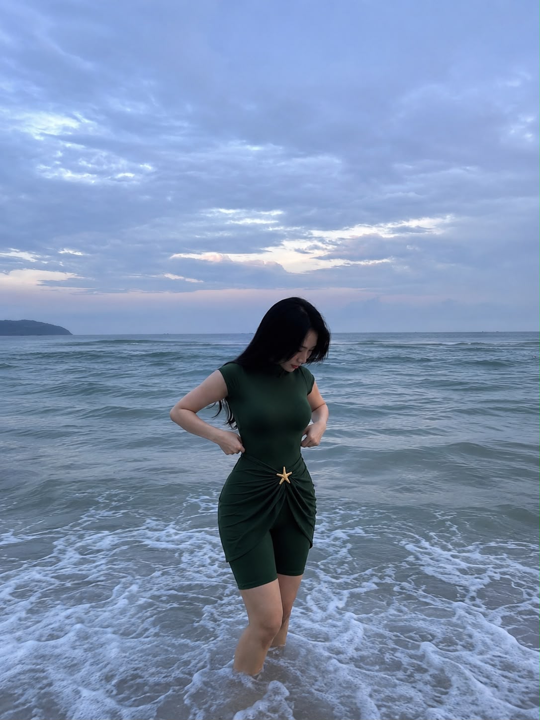Burkini short et cache-maillot en vert (OUR NEW BEST SELLER)