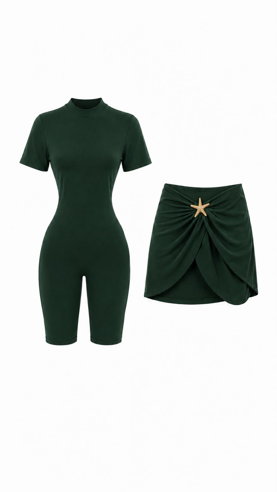 Burkini short et cache-maillot en vert (OUR NEW BEST SELLER)
