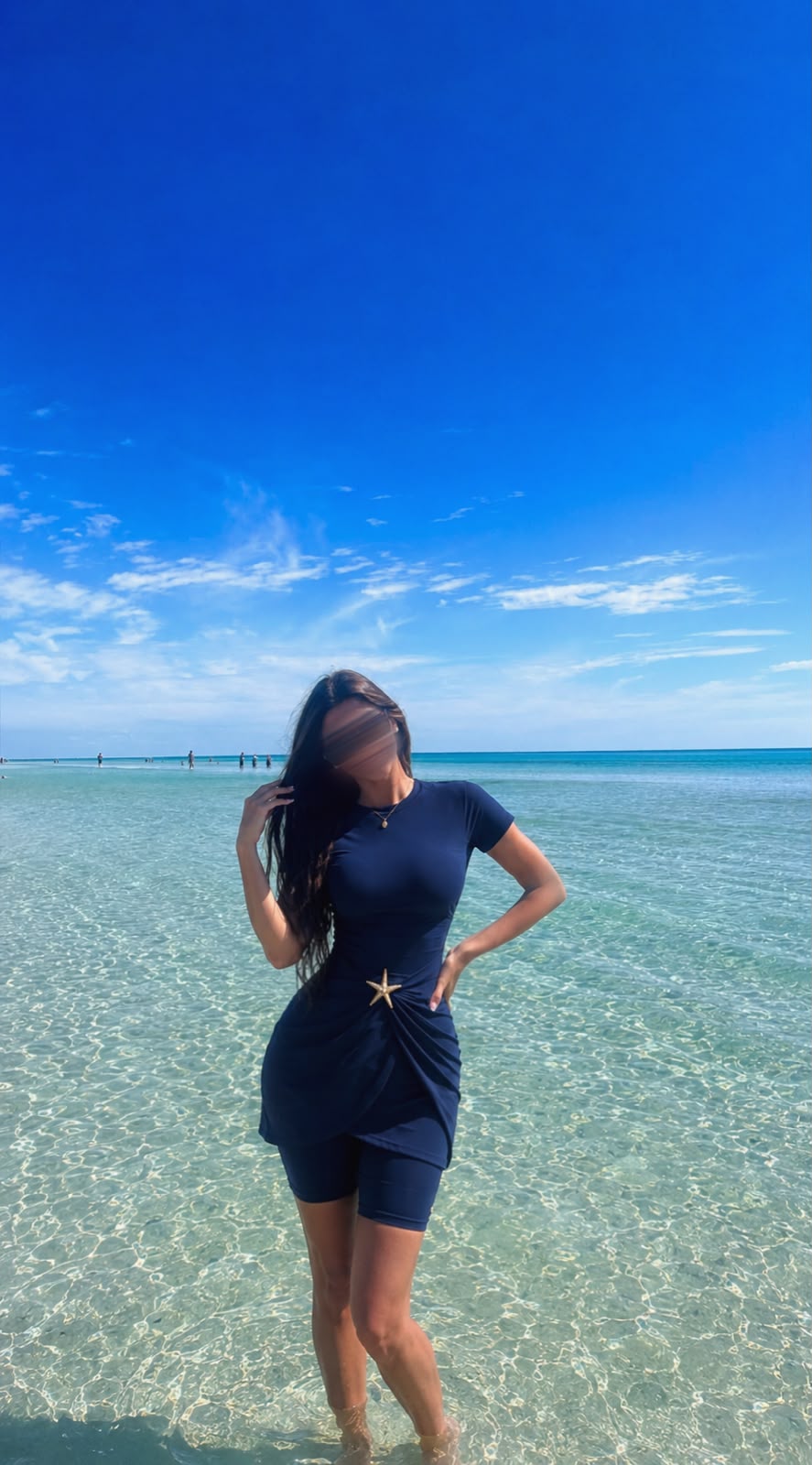 Burkini 2pcs bleu marine avec cache maillot
