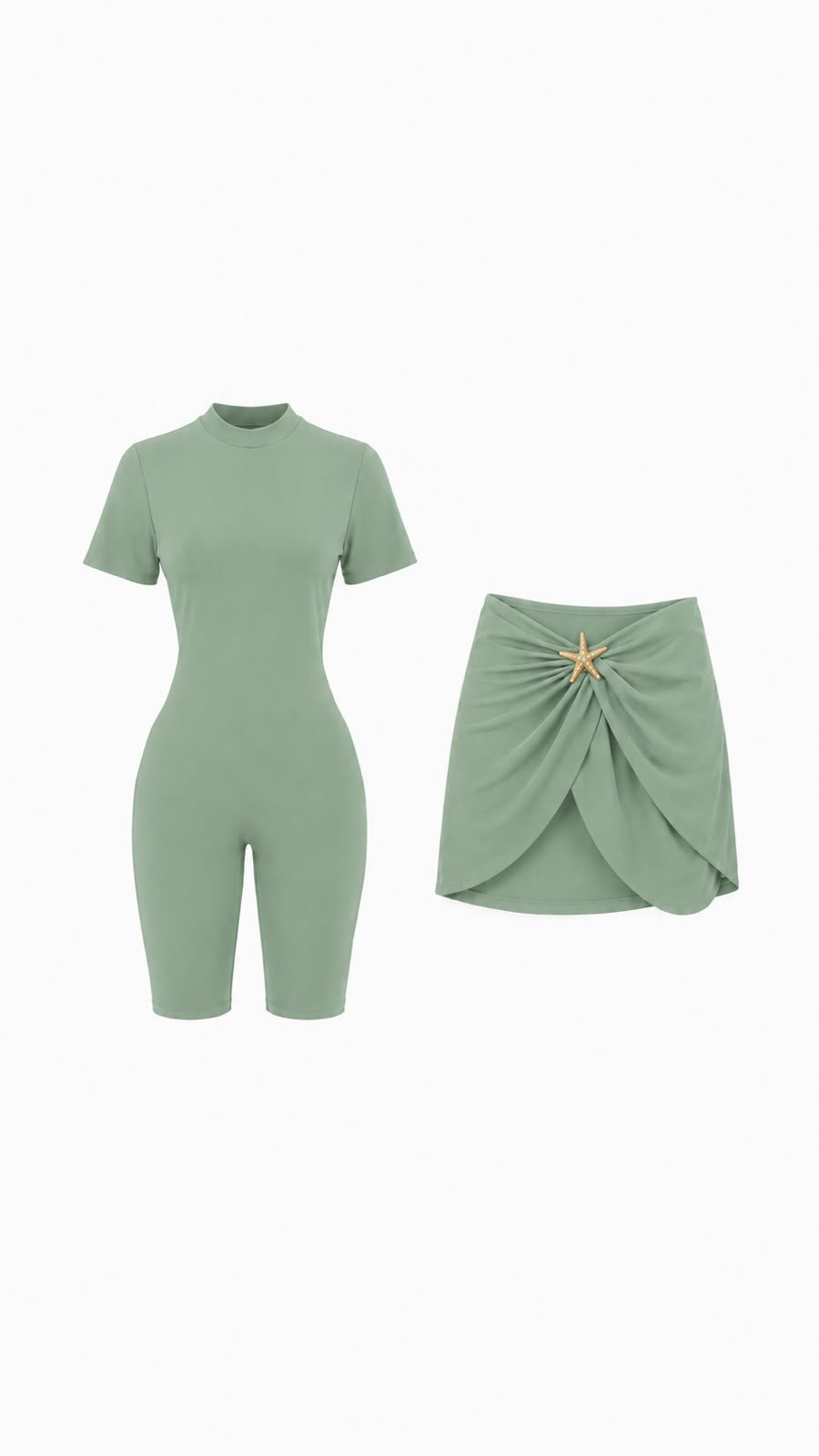 NOUVEAU- Burkini 2pcs combine et cache-maillot en vert pistache