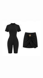 Burkini short et cache-maillot en noir