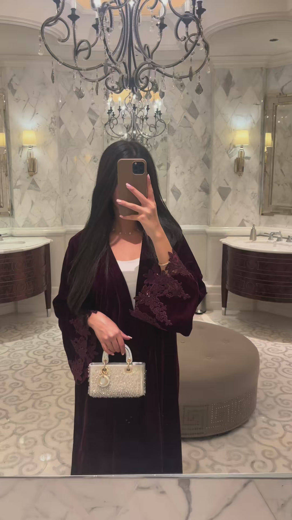 Abaya ‘Yacouta’ en grenat