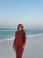 Burkini combine rouge brique - longues manches